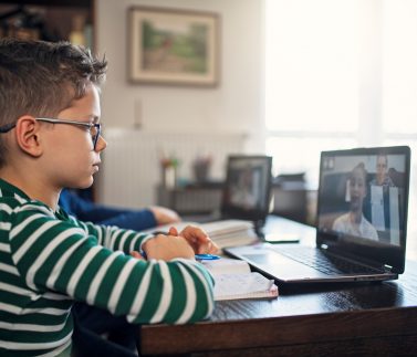 Little boys attending to online class from home. The school has been closed during coronavirus outbreak and the classes have moved to e-learning platform.
Shot with Nikon D850